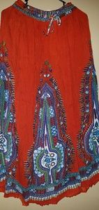 Red Dashiki Skirt